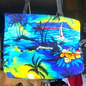 Jamaica . Caribbean Island Large Tote Bag Shopping . College Books Bag and More
